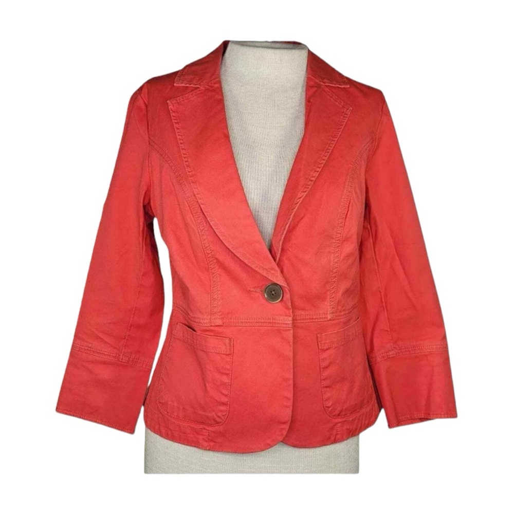 CAbi Style 878 Little Red Jacket Woman Size 4 Button Front Blazer Career Work
